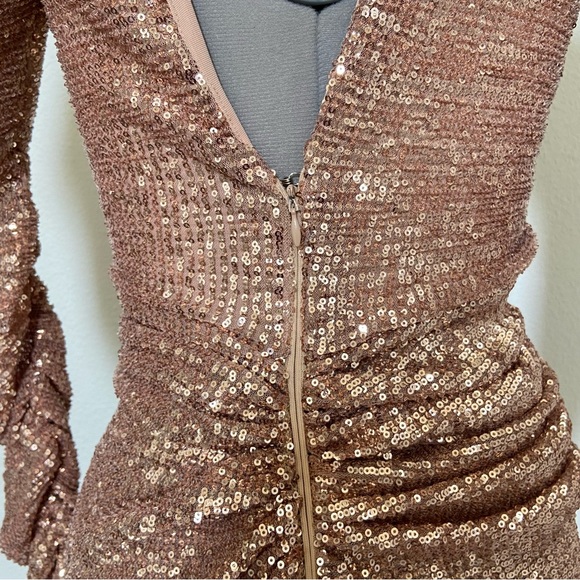 Lena Dresses Lena Berisha Dress Gold Rose Gold Sequin Long Sleeve